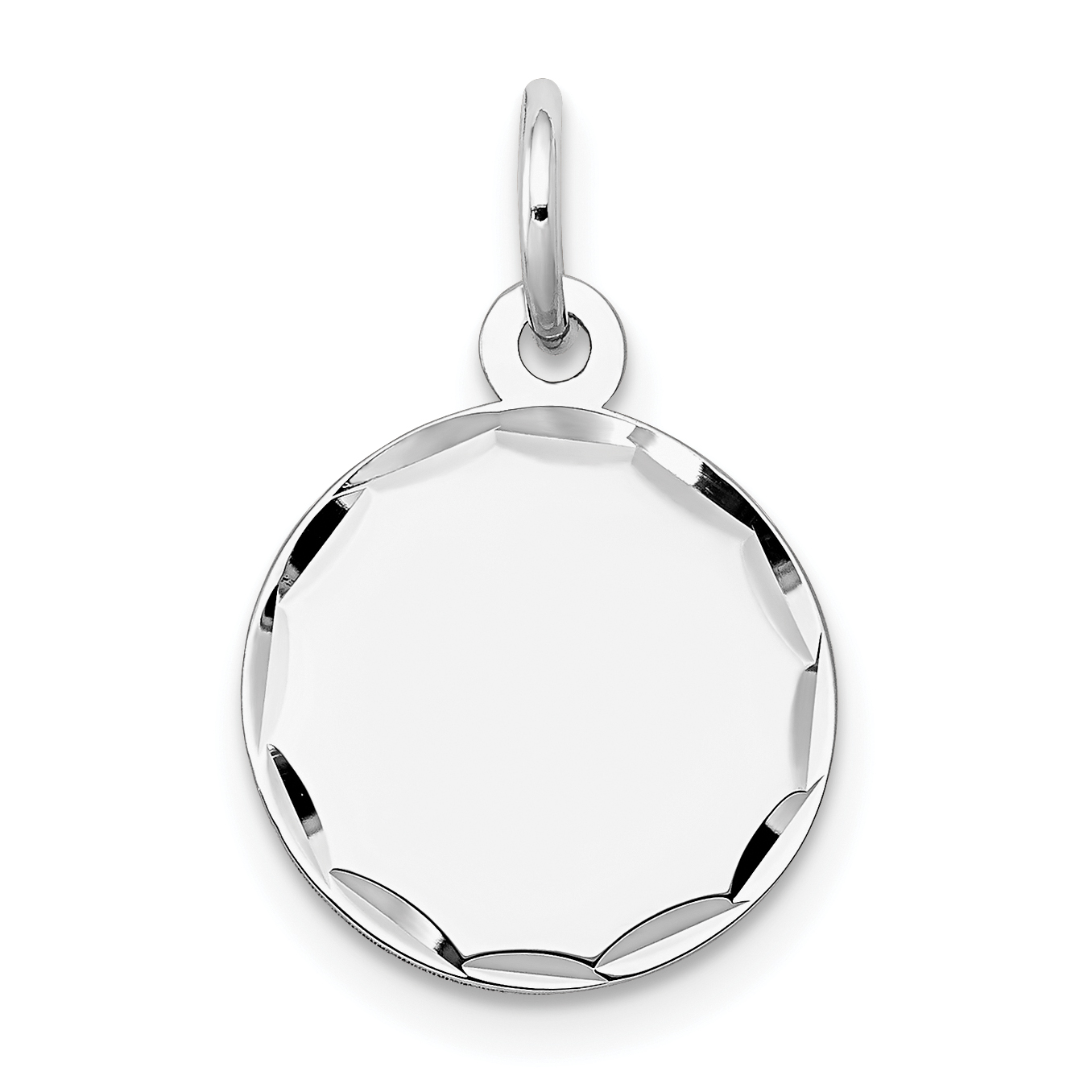 14k White Gold Etched .009 Gauge Engraveable Round Disc Charm (XWM616/09)