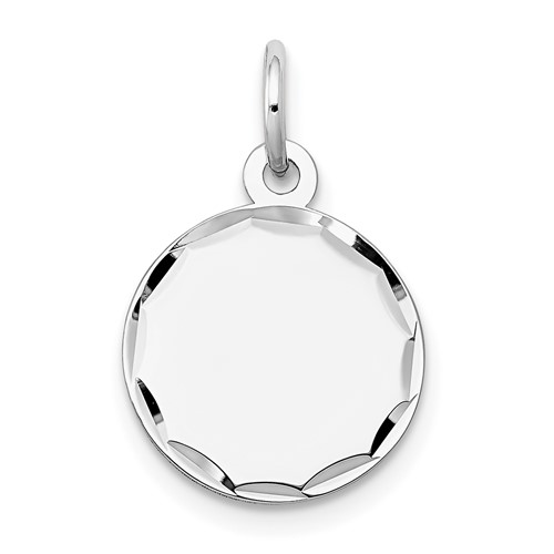 14K White Gold Etched Edge.013 Gauge Engraveable Round 13mm Disc Charm
