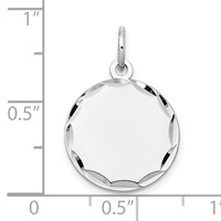 14K White Gold Etched Edge.013 Gauge Engraveable Round 16mm Disc Charm view 2