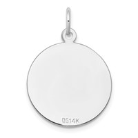 14K White Gold Etched Edge.018 Gauge Engraveable Round 19mm Disc Charm view 3