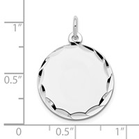 14K White Gold Etched Edge.018 Gauge Engraveable Round 19mm Disc Charm view 4