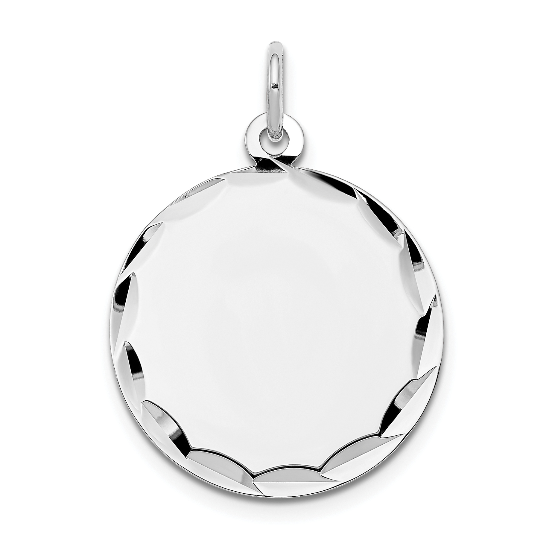 14k White Gold Etched .018 Gauge Engraveable Round Disc Charm (XWM618/18)