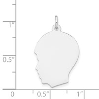 14K White Gold Plain Medium.013 Depth Facing Left Engravable Boy Charm view 3