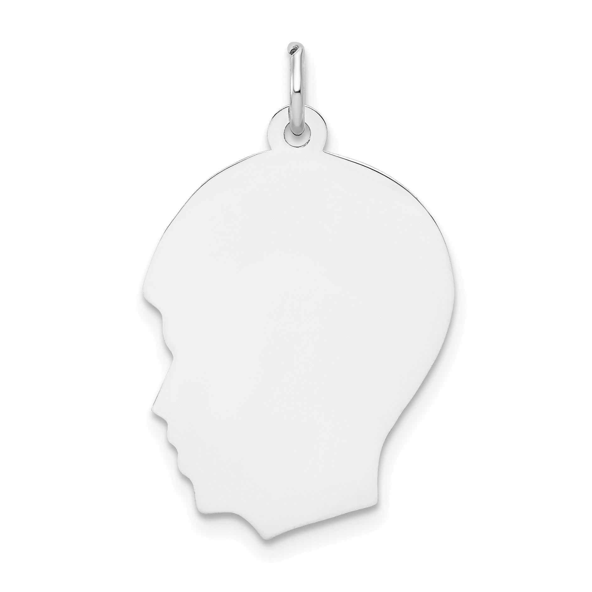 14k White Plain Medium.013 Depth Facing Left Engravable Boy Charm (XWM61/13)