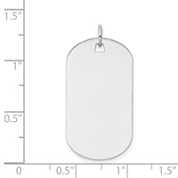 14K White Gold Plain 30.5x 16.5mm.035 Gauge Engraveable Dog Tag Disc Charm view 2
