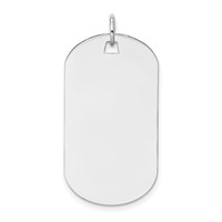 14K White Gold Plain 30.5x 16.5mm.035 Gauge Engraveable Dog Tag Disc Charm view 1