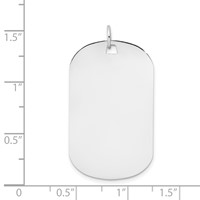14K White Gold Plain 34.6x 20.7mm.018 Gauge Engraveable Dog Tag Disc Charm view 3