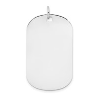 14K White Gold Plain 34.6x 20.7mm.018 Gauge Engraveable Dog Tag Disc Charm view 1