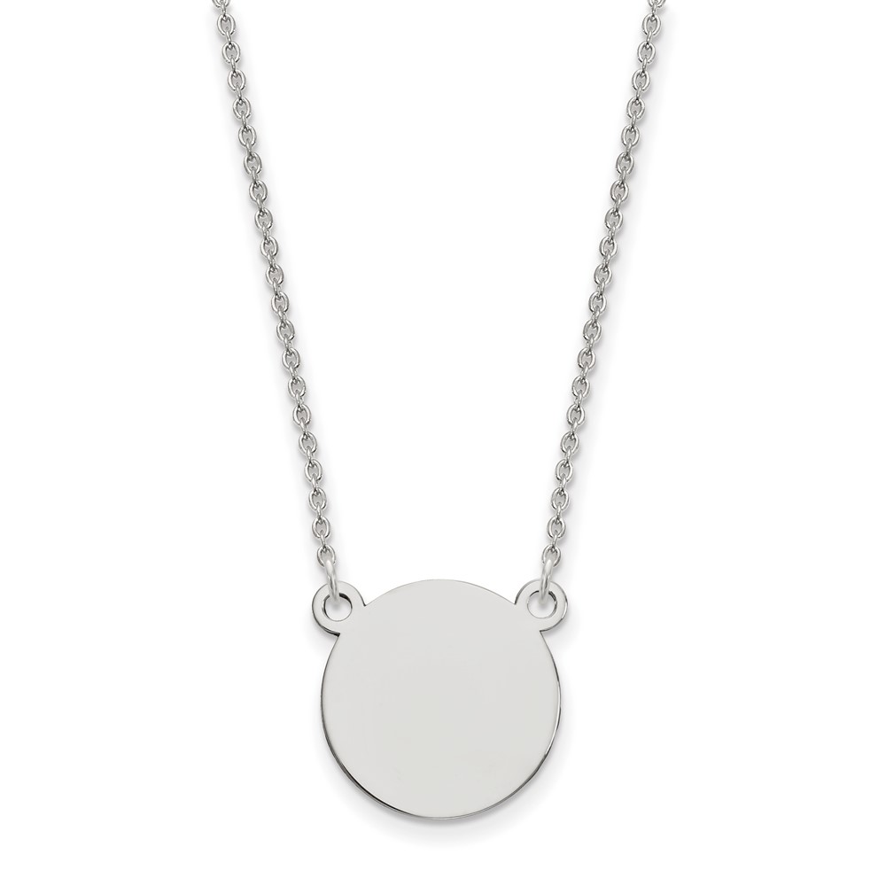 14K White Gold.027 Gauge Circular Engravable Disc 18 Necklace