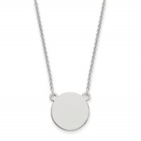 14K White Gold.027 Gauge Circular Engravable Disc 18 Necklace view 1