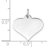 14K White Gold Plain.011 Gauge Engraveable Heart 16x 18mm Disc Charm view 3