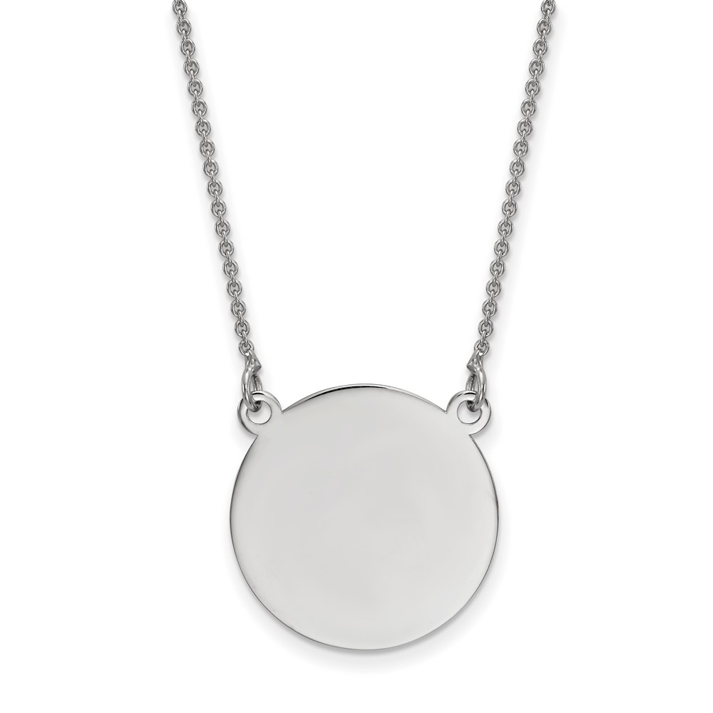14K White Gold.027 Gauge Circular Engravable Disc 18 Necklace