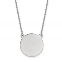 14K White Gold.027 Gauge Circular Engravable Disc 18 Necklace view 1