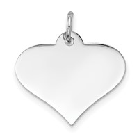 14K White Gold Plain.011 Gauge Engraveable Heart 16x 18mm Disc Charm view 1