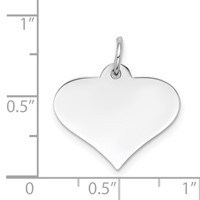 14K White Gold Plain.013 Gauge Engraveable Heart 18x 19mm Disc Charm view 3