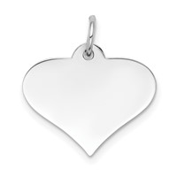 14K White Gold Plain.013 Gauge Engraveable Heart 18x 19mm Disc Charm view 1