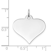 14K White Gold Plain.018 Gauge Engraveable Heart 19x 22mm Disc Charm view 3