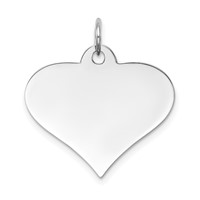 14K White Gold Plain.018 Gauge Engraveable Heart 19x 22mm Disc Charm view 1
