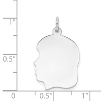 14K White Gold Plain Medium.013 Depth Facing Left Engravable Girl Charm view 3