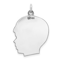 14K White Gold Plain Large.013 Depth Facing Right Engravable Boy Charm view 3