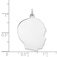 14K White Gold Plain Large.013 Depth Facing Right Engravable Boy Charm view 4