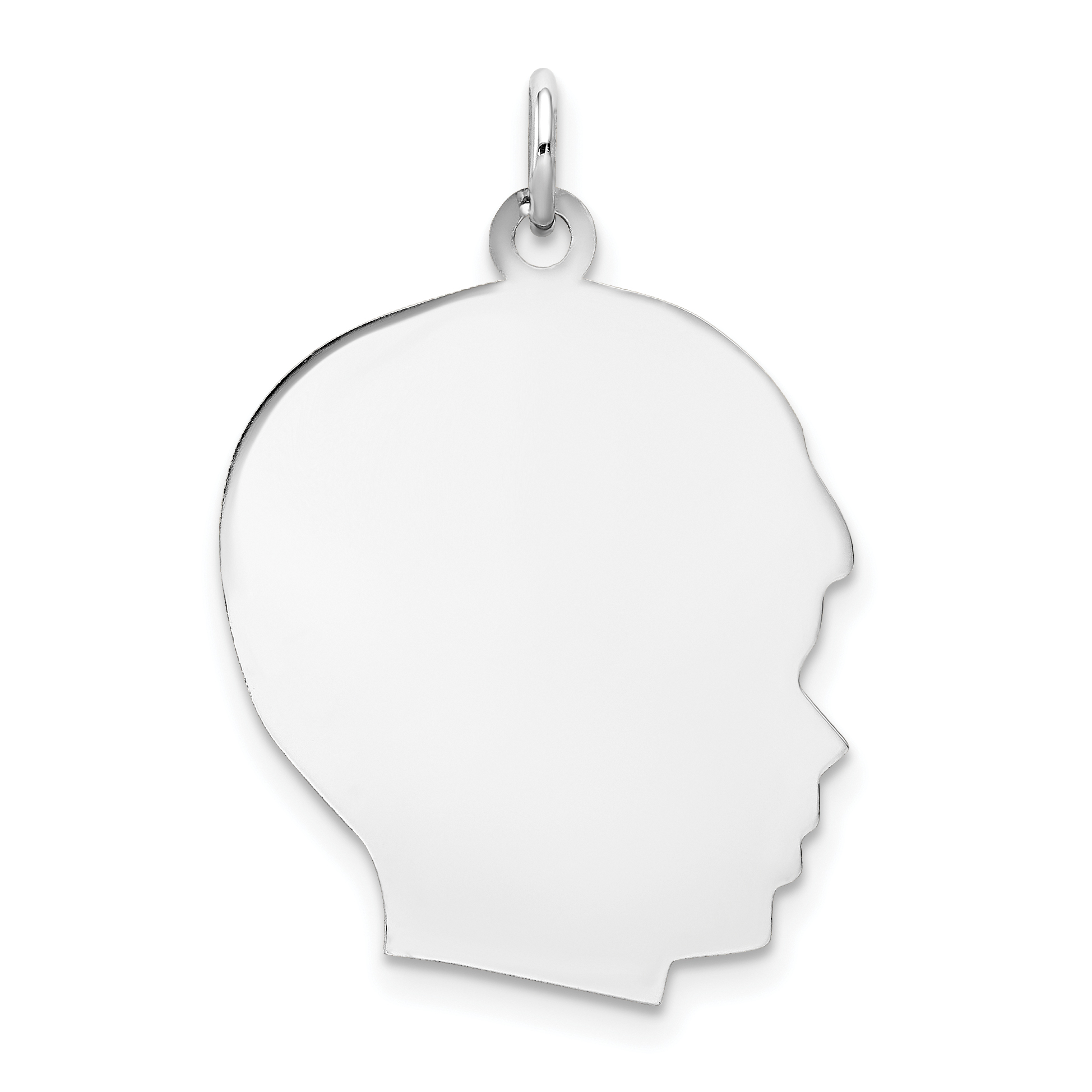 14k White Plain Large.011 Depth Facing Right Engravable Boy Charm (XWM65/11)