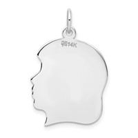 14K White Gold Plain Large.013 Depth Facing Right Engravable Girl Charm view 3