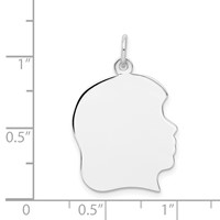 14K White Gold Plain Large.013 Depth Facing Right Engravable Girl Charm view 4