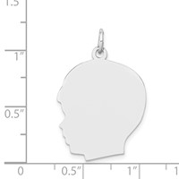 14K White Gold Plain Large.018 Depth Facing Left Engravable Boy Charm view 3