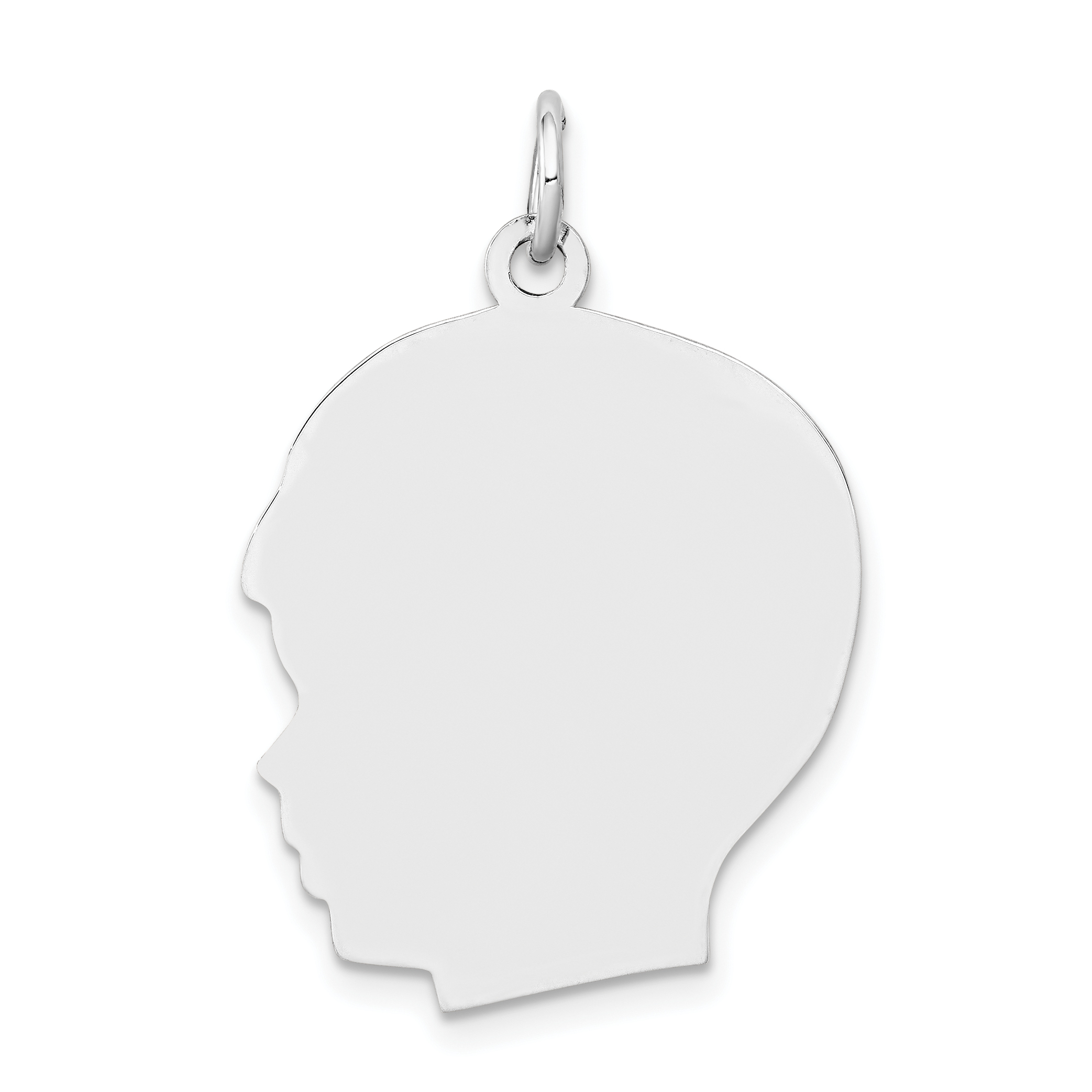 14k White Plain Large.018 Depth Facing Left Engravable Boy Charm (XWM67/18)