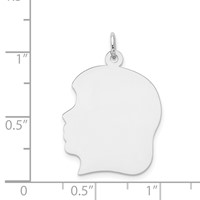 14K White Gold Plain Large.011 Depth Facing Left Engravable Girl Charm view 3