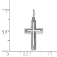 14K White Gold Solid Laser Etched Cross Pendant view 3