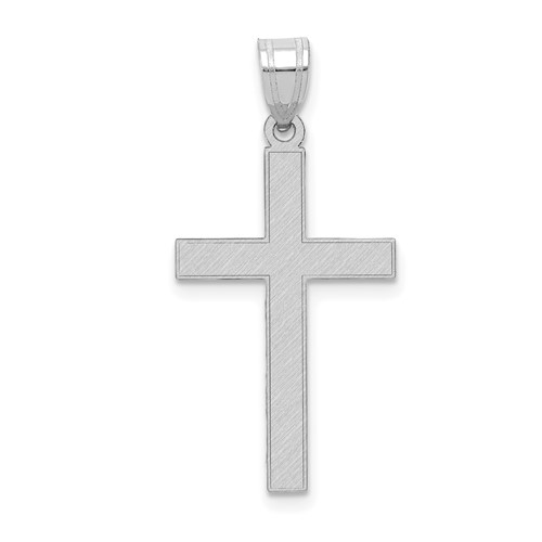 14K White Gold Florentine Satin Cross Pendant