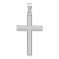 14K White Gold Florentine Satin Cross Pendant view 1