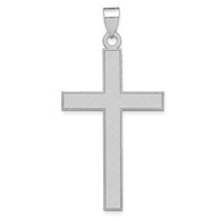 14K White Gold Florentine Satin Cross Pendant view 1