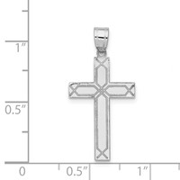 14K White Gold Solid Laser Etched Cross Pendant view 3