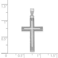 14K White Gold Solid Laser Etched Cross Pendant view 3