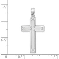 14K White Gold Solid Laser Etched Cross Pendant view 3