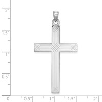 14K White Gold Solid Laser Etched Cross Pendant view 3