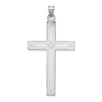 14K White Gold Solid Laser Etched Cross Pendant view 1