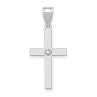 14K White Gold.01 Carat Diamond Cross Pendant view 1