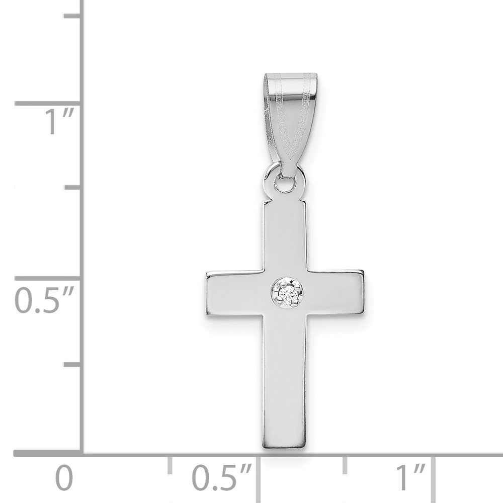 14k White Gold .01ct. Diamond Cross Pendant (XWR38)