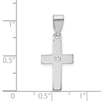 14K White Gold.01 Carat Diamond Cross Pendant view 3