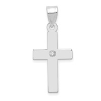 14K White Gold .02 Carat Diamond Cross Pendant view 1