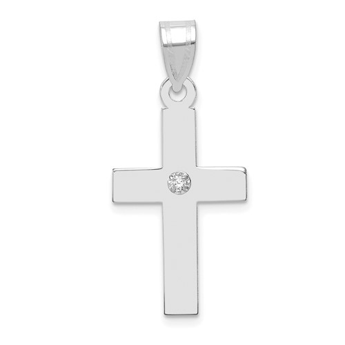 14K White Gold.02 Carat Diamond Cross Pendant