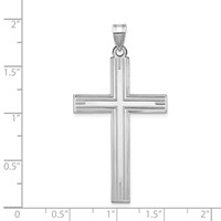 14K White Gold Solid Laser Etched Cross Pendant view 3