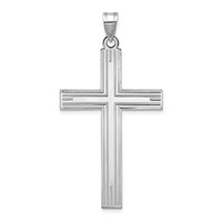 14K White Gold Solid Laser Etched Cross Pendant view 1