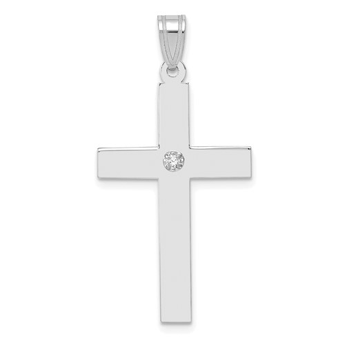 14K White Gold.02 Carat Diamond Cross Pendant