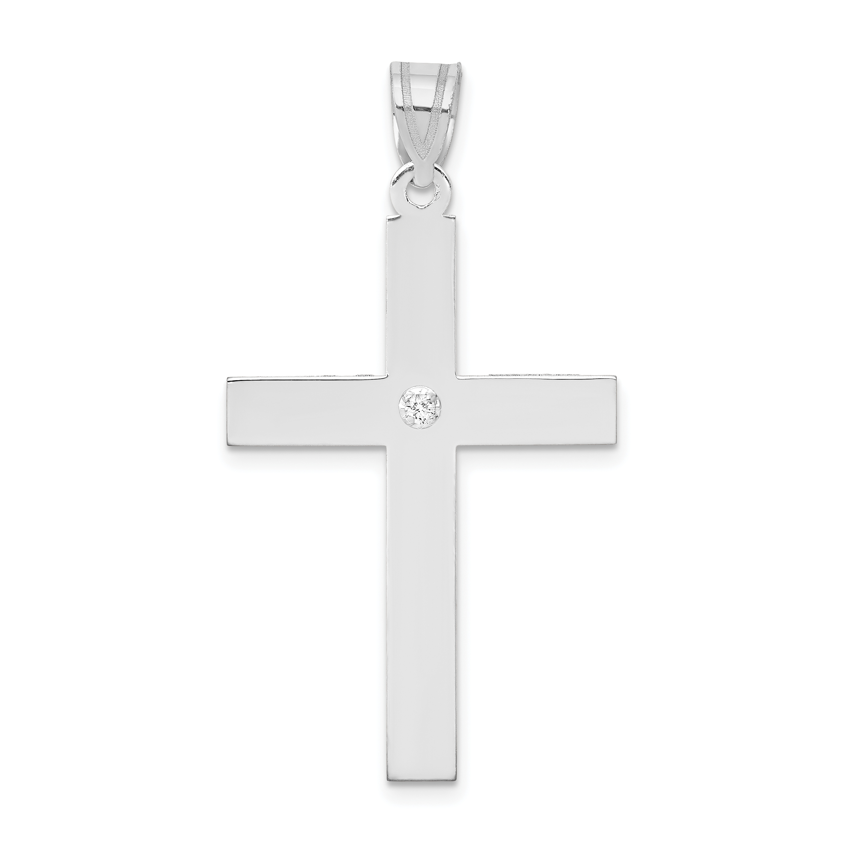 14k White Gold .02ct. Diamond Cross Pendant (XWR41)