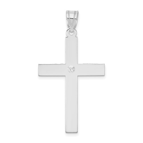 14K White Gold.02 Carat Diamond Cross Pendant